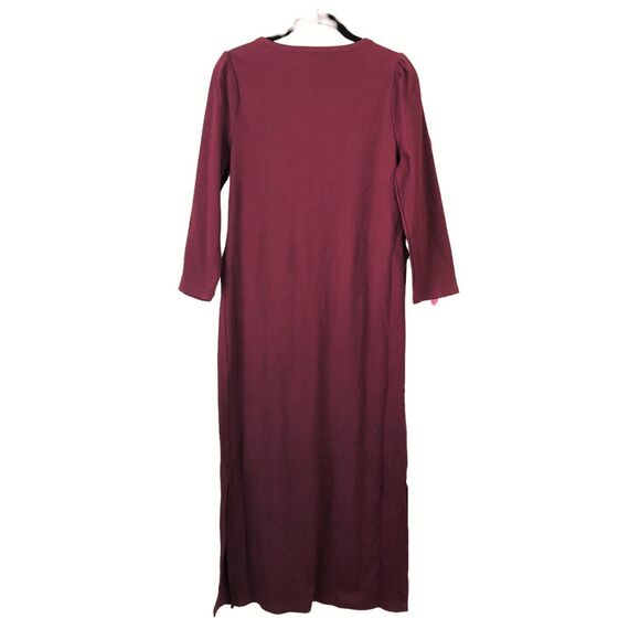 NEW The Nines by Hatch Ribbed Jersey Knit Maternity Dress Midi 3/4 Slv Wine Sz L - Picture 5 of 7